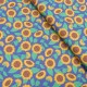Coupon 3m Tissu Cretonne Imprimée Tournesols Bleu 
