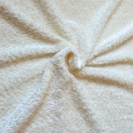 Coupon 3m Tissu Teddy Aspect Peluche Ecru