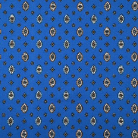 Coupon 3m Tissu Provençal Enduit Brillane Bleu 
