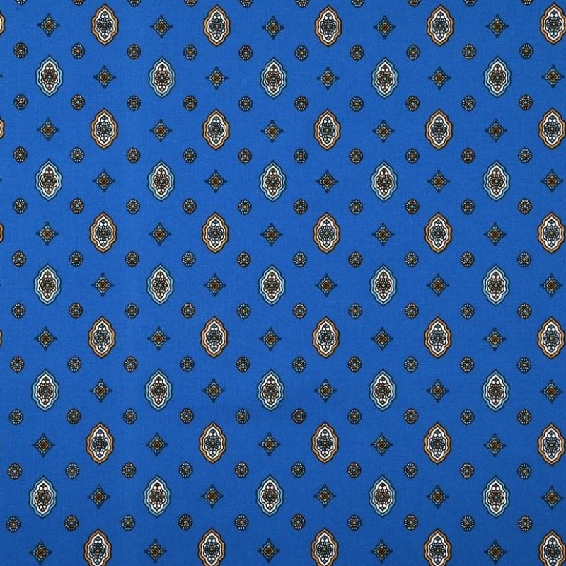 Coupon 3m Tissu Provençal Enduit Brillane Bleu 
