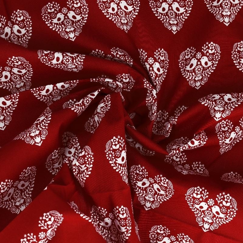 Coupon 3m Tissu Amor Coton 57fils Rouge