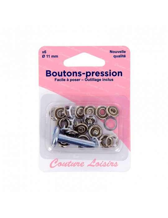 Boutons pression 11 mm + outillage blanc