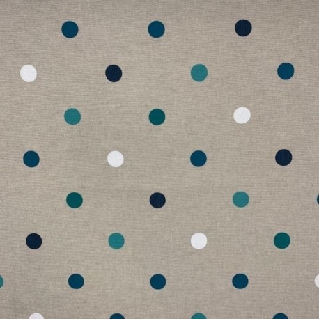 Coupon 3m Tissu Toile Imprimée Confettis Bleu 