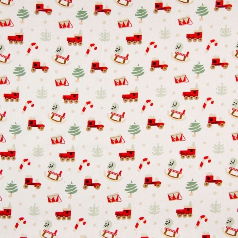 Coupon 3m Tissu Popeline Imprimée Noel Blanc 
