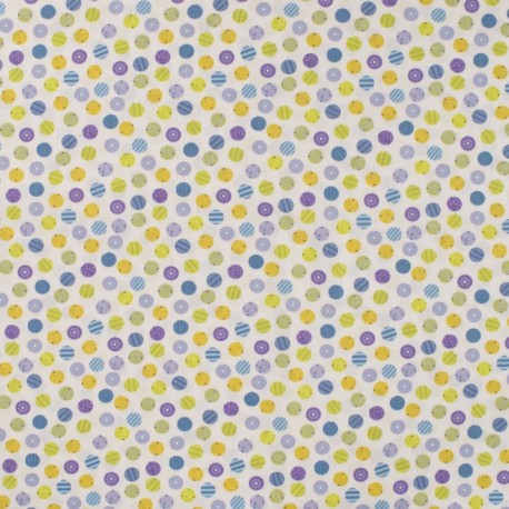 Coupon 3m Tissu Popeline Imprimée Point Lilas