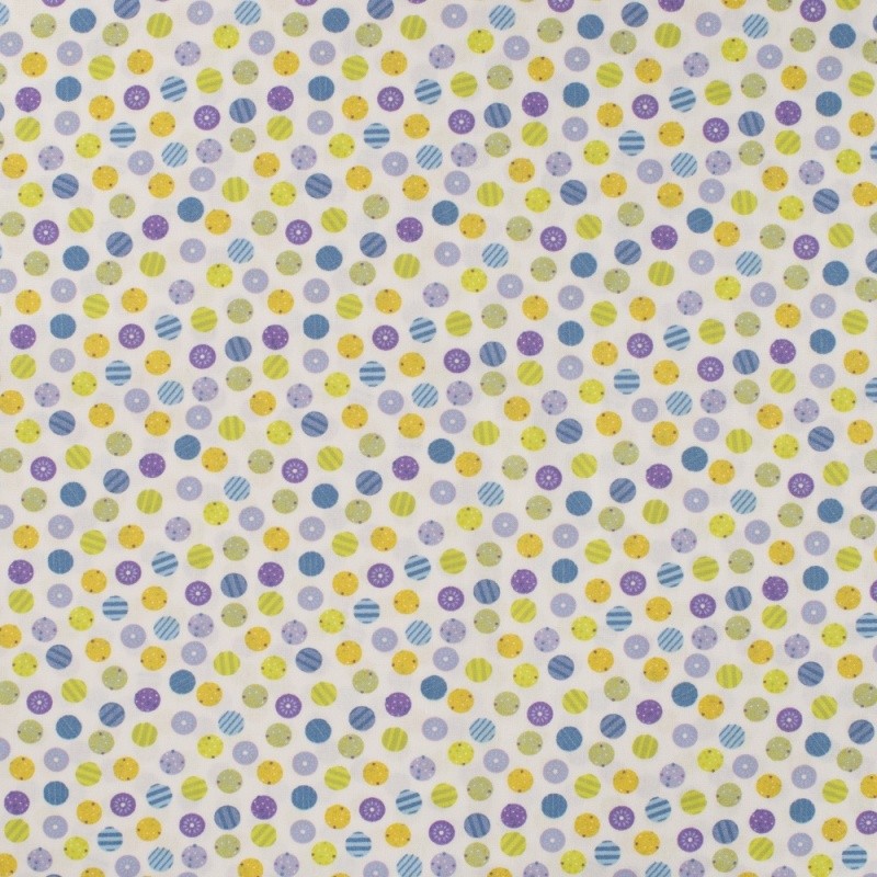 Coupon 3m Tissu Popeline Imprimée Point Lilas