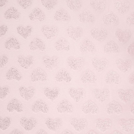 Coupon 3m Tissu Minky Coeur Paillette Rose