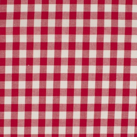 Coupon 3m Tissu Grand Vichy 10mm Rouge 