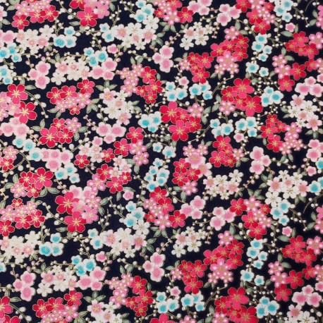 Coupon 3m Tissu Naomi Cretonne Imprimé Or et Noir