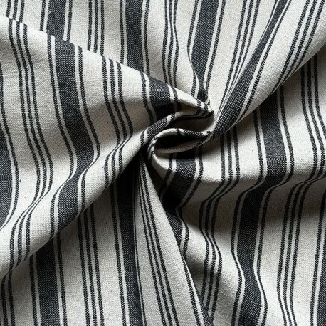 Coupon 3m Tissu Eugene Rayures Bayadères Noir