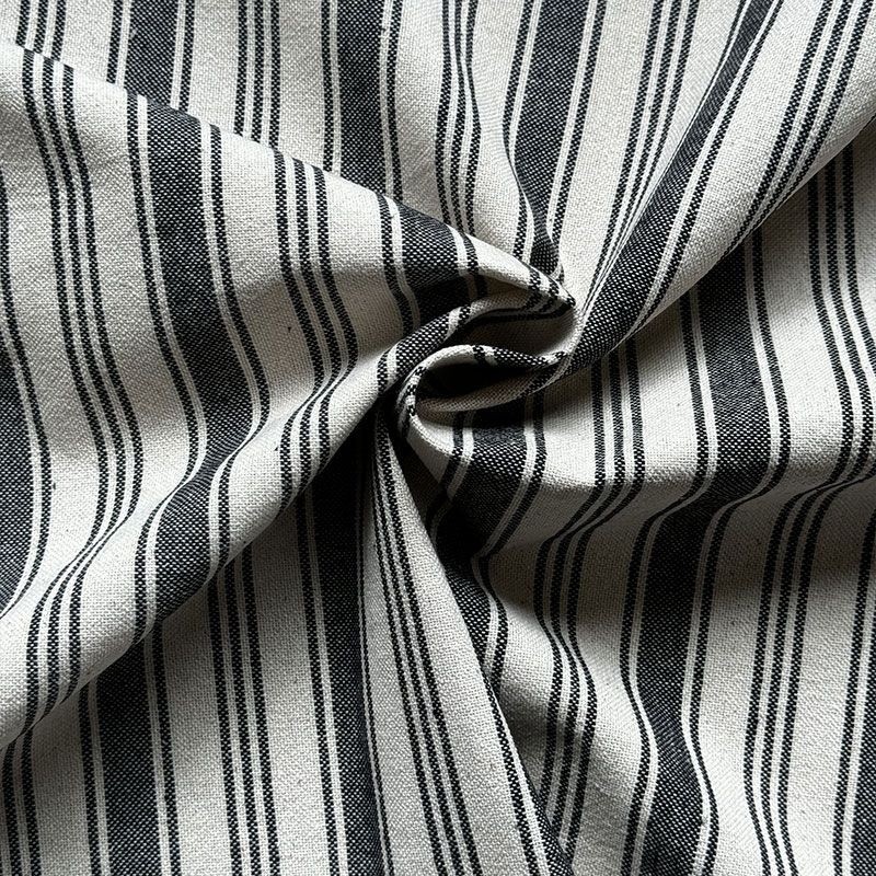 Coupon 3m Tissu Eugene Rayures Bayadères Noir