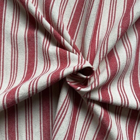Coupon 3m Tissu Eugene Rayures Bayadères Rouge