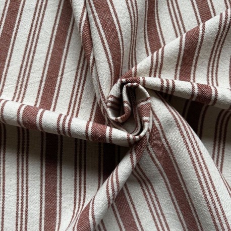 Coupon 3m Tissu Eugene Rayures Bayadères Terracotta