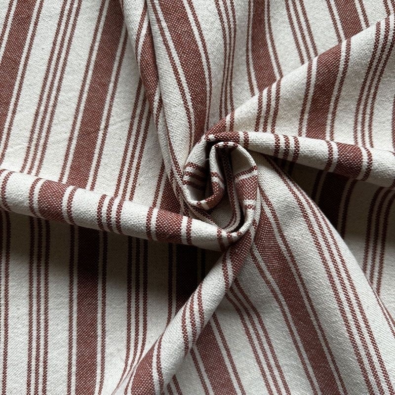 Coupon 3m Tissu Eugene Rayures Bayadères Terracotta