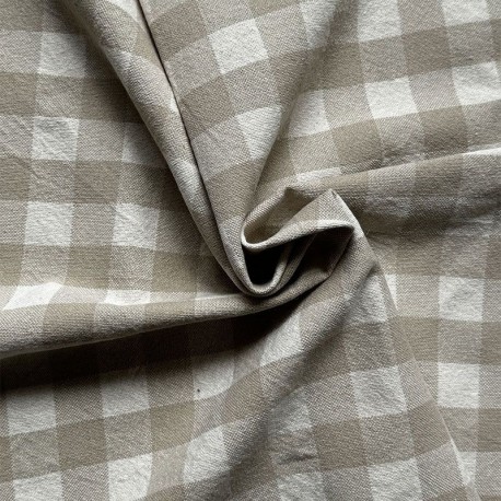 Coupon 3m Tissu Celestin Carreaux Ficelle
