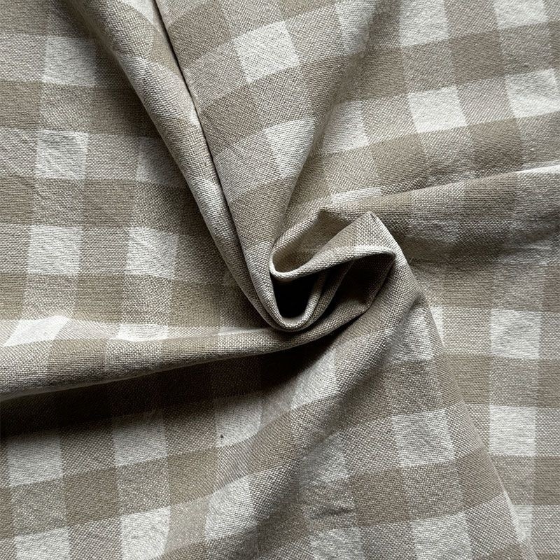 Coupon 3m Tissu Celestin Carreaux Ficelle