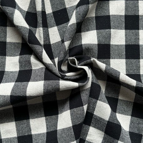 Coupon 3m Tissu Celestin Carreaux Noir