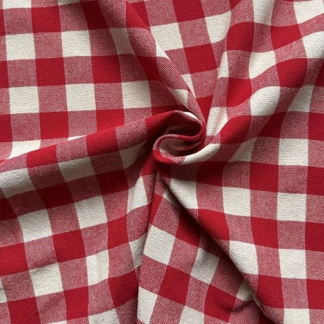 Coupon 3m Tissu Celestin Carreaux Rouge
