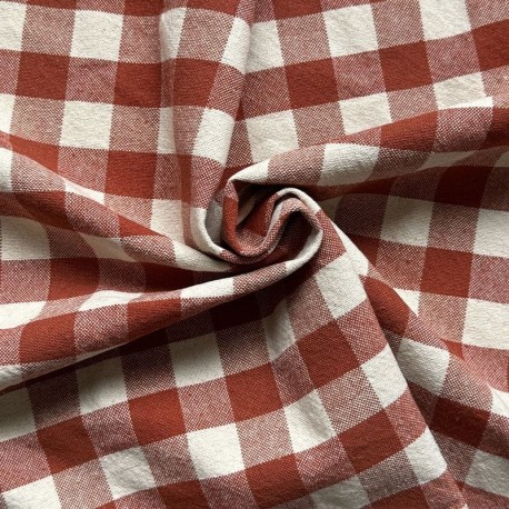 Coupon 3m Tissu Celestin Carreaux Terracotta