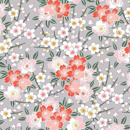 Coupon 3m Tissu Chichi Percale Imprimé Corail 