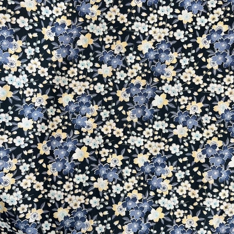 Coupon 3m Tissu Chichi Percale Imprimé Marine 