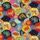 Coupon 3m Tissu Janeiro Percale Imprimé Noir et Multico
