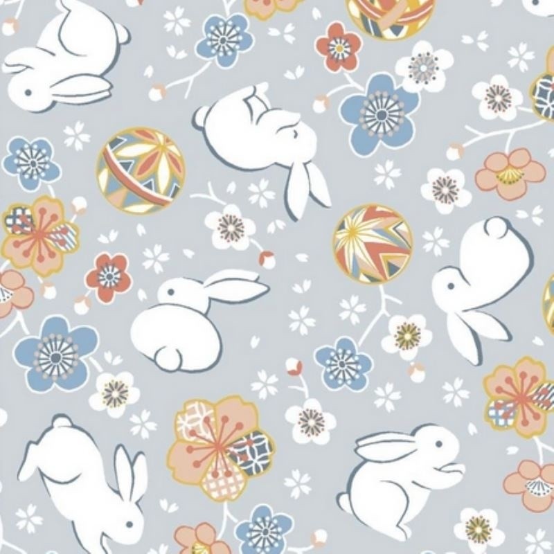 Coupon 3m Tissu Lapinou Percale Imprimé Bleu