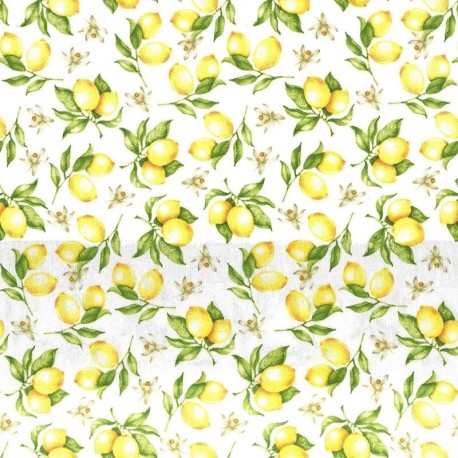 Coupon 3m Tissu Imprimé Limoneto Petits Citrons Jaune