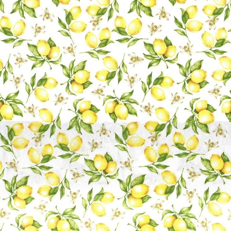 Coupon 3m Tissu Imprimé Limoneto Petits Citrons Jaune
