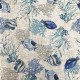 Coupon 3m Tissu Imprimé Gupi Poissons et Corrail Bleu