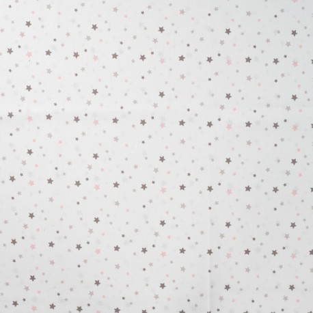 Coupon 3m Tissu Popeline Imprimé Etoile Blanc