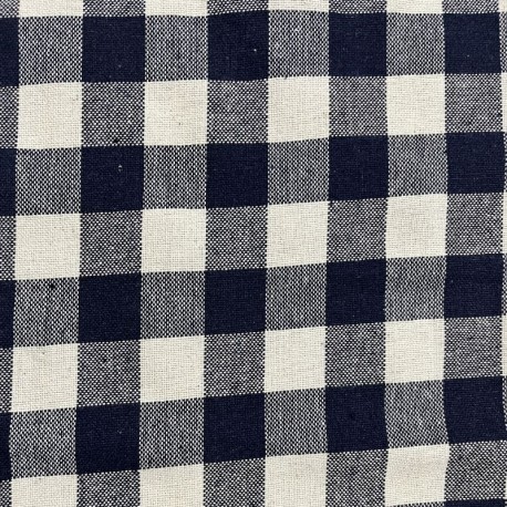 Coupon 3m Tissu Celestin Carreaux Indigo 