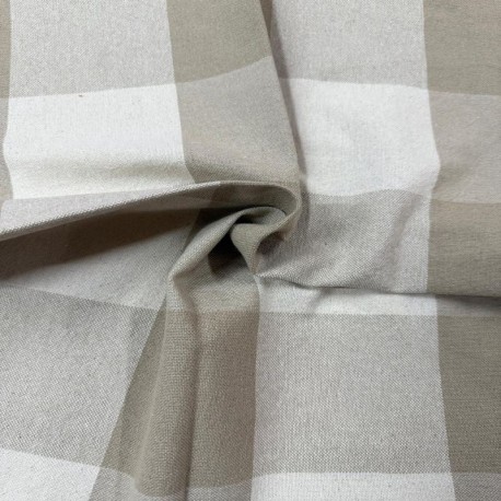 Coupon 3m Tissu Big Celestin Gros Carreaux Ficelle