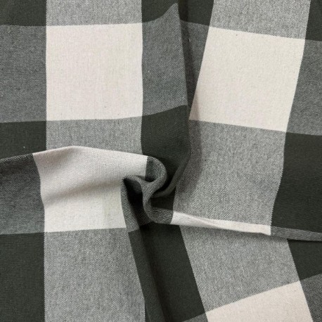 Coupon 3m Tissu Big Celestin Gros Carreaux Kaki 