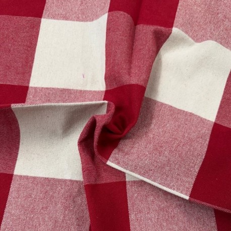 Coupon 3m Tissu Big Celestin Gros Carreaux Rouge 