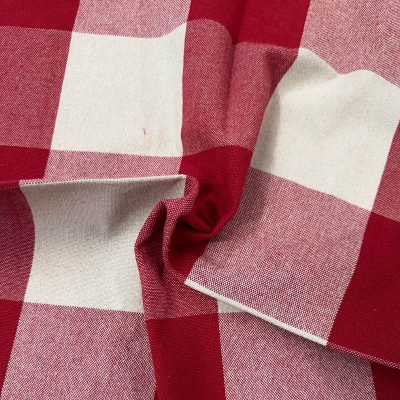 Coupon 3m Tissu Big Celestin Gros Carreaux Rouge 