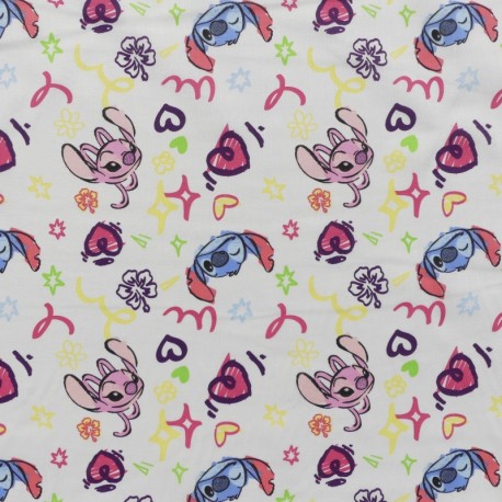 Coupon 3m Tissu Licence Lilo&stitch Graphiti Imprimé Multico