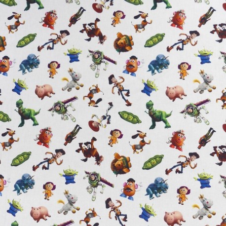 Coupon 3m Tissu Licence Toy Story Fond Blanc