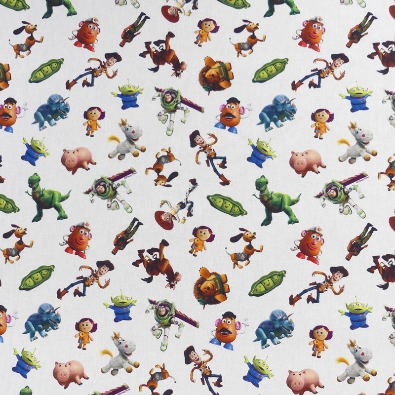Coupon 3m Tissu Licence Toy Story Fond Blanc