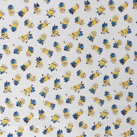 Coupon 3m Tissu Licence Minions Fond Blanc