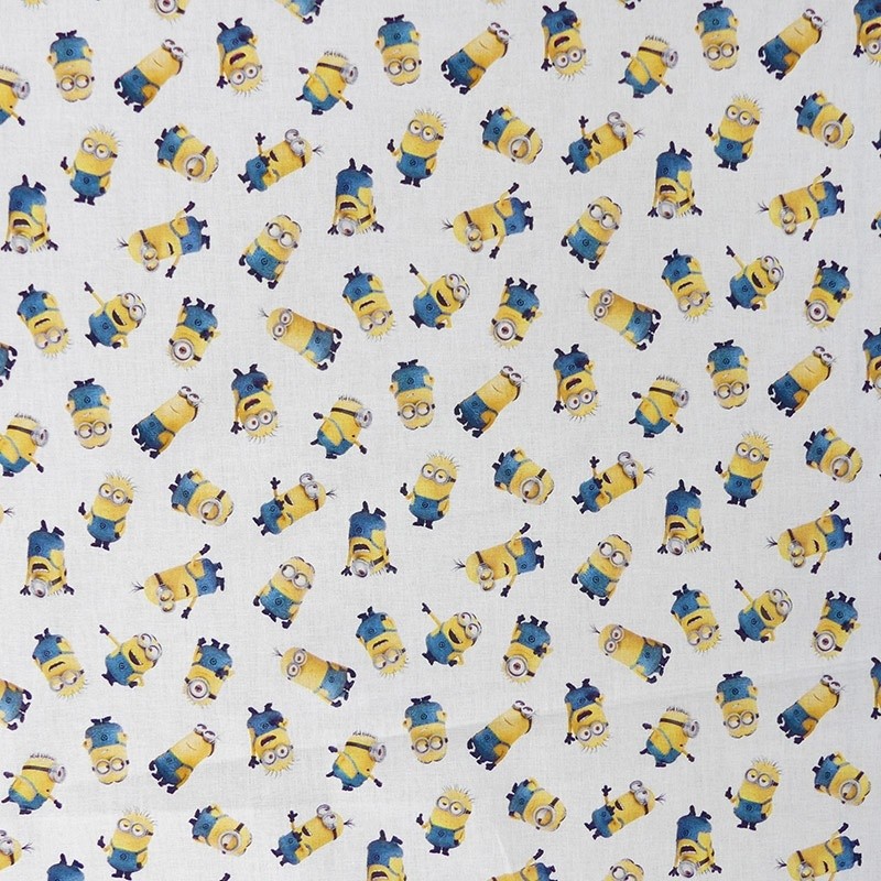 Coupon 3m Tissu Licence Minions Fond Blanc