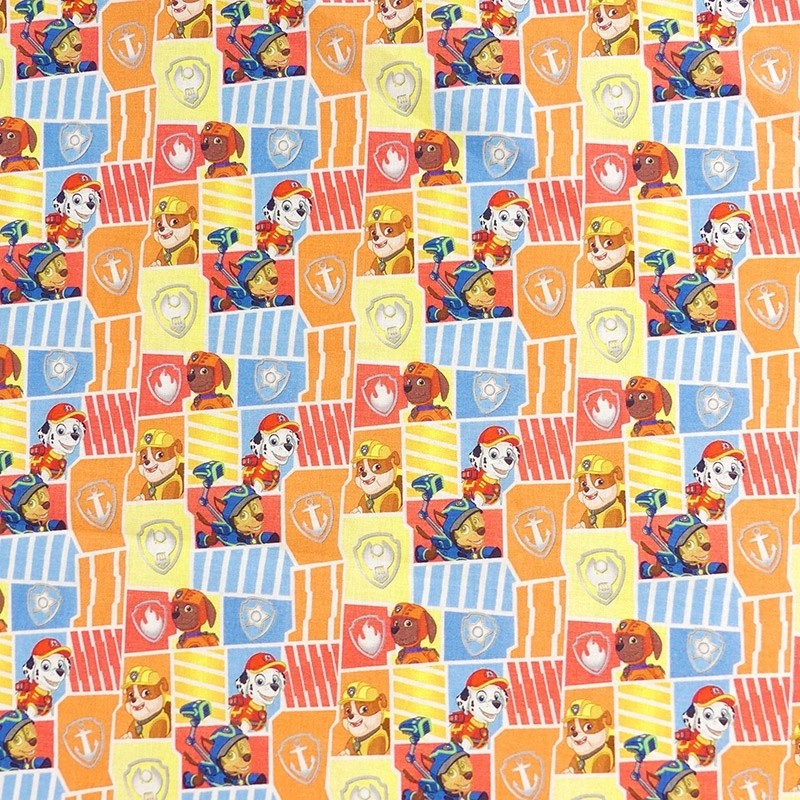 Coupon 3m Tissu Licence Pat Patrouille Comic Multico