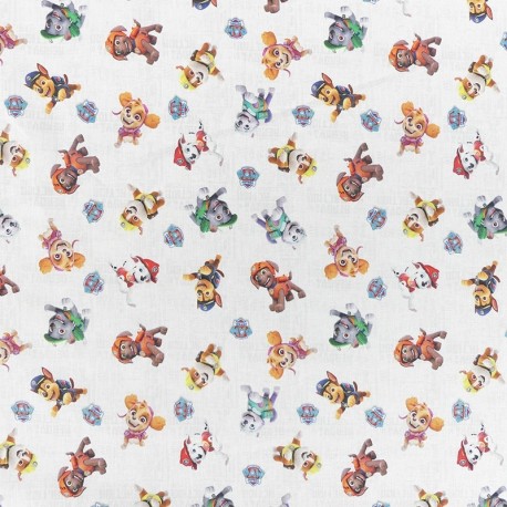 Coupon 3m Tissu Licence Pat Patrouille Friends Fond Blanc 