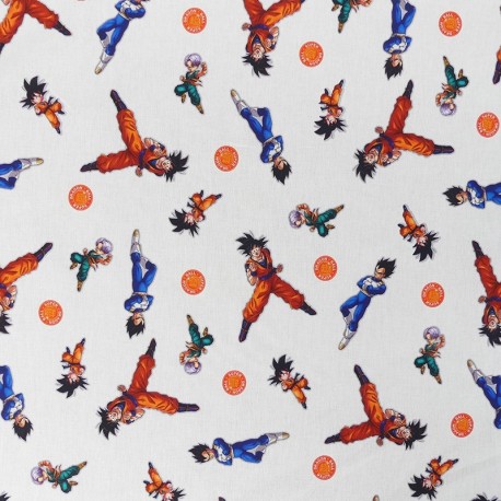 Coupon 3m Tissu Licence Dragon Ball Fond Blanc