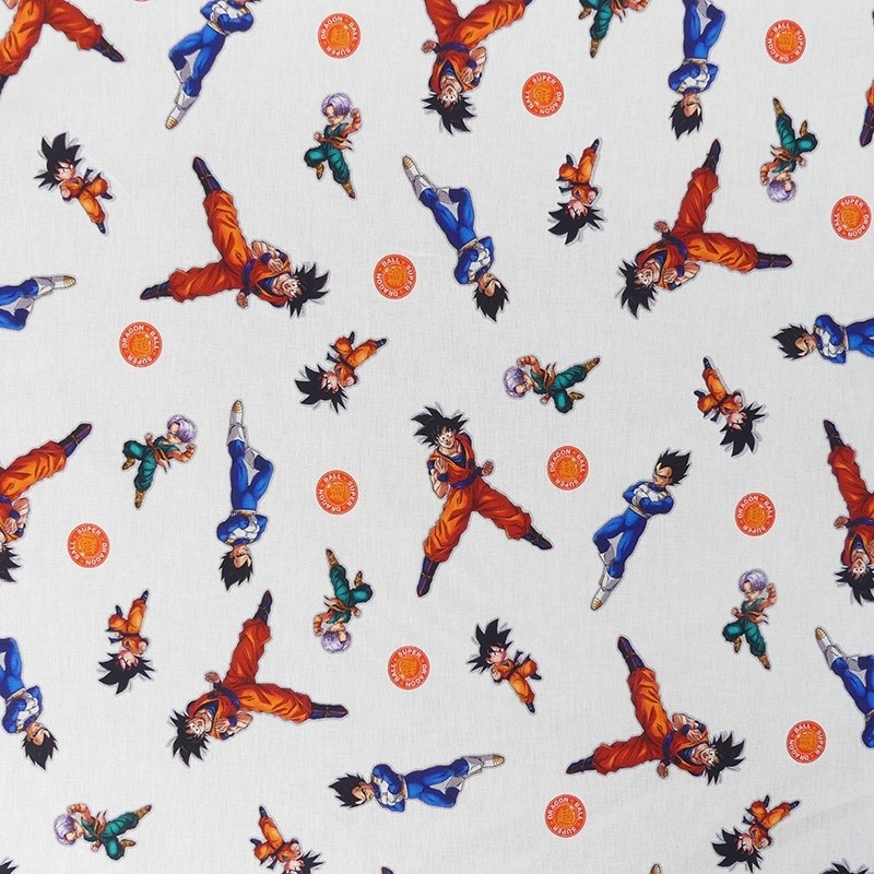 Coupon 3m Tissu Licence Dragon Ball Fond Blanc