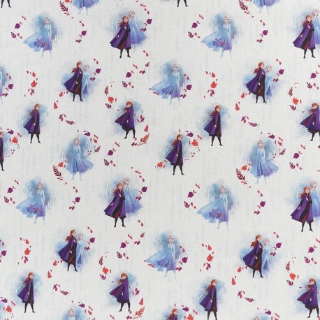 Coupon 3m Tissu Licence La Reine Des Neiges Fond Blanc