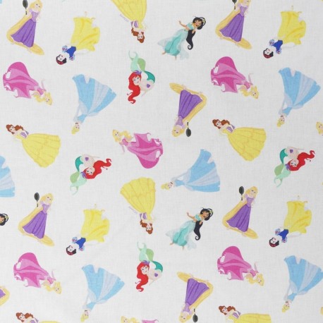 Coupon 3m Tissu Licence Princesse Fond Blanc 