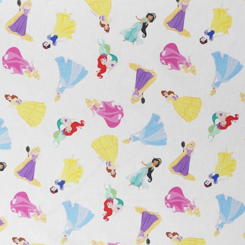 Coupon 3m Tissu Licence Princesse Fond Blanc 