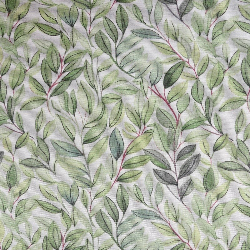 Coupon 3m Tissu Imprimé Laurel Feuilles Vert