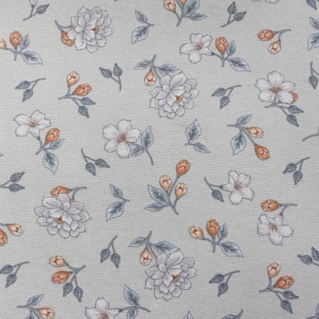 Coupon 3m Tissu Moet Imprimé Petites Fleurs Fond Lin